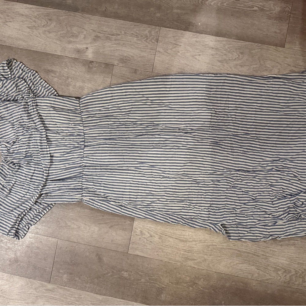 Striped Blue and White Midi Dress